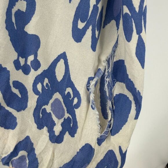 Salty Lemon Boho Print Button Front Tunic Dress in Ivory/Blue | Small - Picture 7 of 7